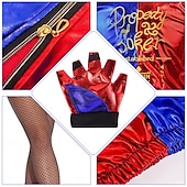 abordables Disfraces para parejas y grupos-Disfraces de harley quinn, conjunto de 13 piezas, joker 2, escuadrón suicida, disfraz de payaso, trajes con pelucas, accesorios bordados, película para niñas, cosplay, halloween, carnaval, fiesta de actuación