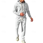 economico Tute basic-Per uomo Felpa con cappuccio Tuta Da Ginnastica Tuta da ginnastica Nero Bianco Verde militare Cachi Grigio scuro Con cappuccio Liscio A cordoncino 2 pezzi Tasca frontale Sportivo Giornaliero Per