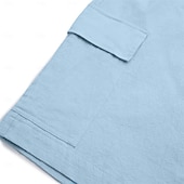 baratos Clássico-Homens Bermuda Cargo Calção Shorts de linho Shorts de verão Shorts de praia Com Cordão Cintura elástica Bolso multi Tecido Comprimento do joelho Praia Havaiana Casual Preto Branco Sem Elasticidade