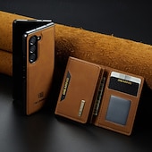 baratos Capa Samsung-telefone Capinha Para Samsung Galaxy Dobra Z 7 Dobra Z 6 Z Fold 5 Z Fold 4 Z Fold 3 Capa traseira Com Suporte Destacável Magnética Retro TPU PC Couro PU