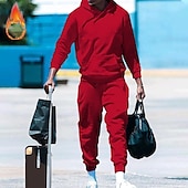 economico Tute basic-Per uomo Felpa con cappuccio Tuta Da Ginnastica Tuta da ginnastica Nero Bianco Rosso Blu Reale Arancione Con cappuccio Liscio A cordoncino 2 pezzi Tasca frontale Sportivo Giornaliero Per eventi