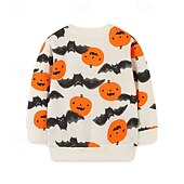 levne Chlapecké halloweenské kostýmy-předvečer Všech svatých Chlapecké 3D Dýně Netopýr Mikina Dlouhý rukáv Jaro Podzim Módní Základní 100% bavlna Děti 4-7 let Tričkový Venkovní Ležérní Denní Běžný