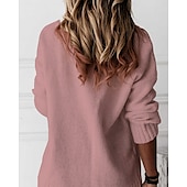 abordables Pulls et hauts-Femme Pull Chandail Pull décontracté Mode Vêtement de rue mode Couleur unie Col V Col en V manche longue Hauts réguliers Tricoter Travail Noir Blanche Automne Hiver