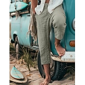 baratos Retrô-Homens Calção Shorts de verão Calças Capri Com Cordão Cintura elástica Tecido Conforto Respirável Comprimento da panturrilha Ao ar livre Diário Para Noite à moda Casual Cinzento Verde Preto