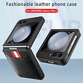 economico Cover Samsung-telefono Custodia Per Samsung Galaxy Z Flip 6 Z Flip 5 Copertura Posteriore con Proteggi Schermo Slot per Carte Resistente agli urti Retrò PC Pelle PU