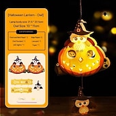 economico Luci di Halloween-decorazioni lanterna zucca di Halloween - luce notturna fai da te, oggetti di scena fatti a mano, lanterna portatile per bambini per giochi in costume, allestimento per atmosfera festosa