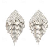 levne Náušnice-Dámské Peckové náušnice Třásně Drahocenný Elegantní Módní Umělé diamanty Náušnice Šperky Stříbrná Pro Svatební Párty Práce Denní 1 pár