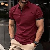 cheap Men&#039;s Classic Polo-Men&#039;s Polo Shirt Golf Shirt Casual Holiday Lapel Classic Short Sleeve Fashion Basic Plain Button Summer Regular Fit Black Pink Wine Navy Blue Blue Orange Polo Shirt