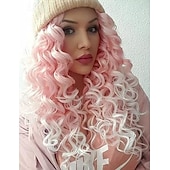 economico Parrucche da festa-parrucche lunghe e ricce per le donne parrucca sintetica a caldo parrucca lunga e riccia ondulata parrucche per feste di carnevale cosplay