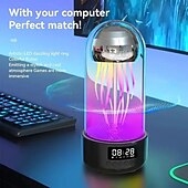 cheap Smart Lights-LED Smart Light Wireless Speaker With Time Display &amp; Alarm Clock - Stylish Desk Ornament With LED Lamp For Travel Superior Sound Quality, Time Display, Alarm Clock  Jellyfish LED Light