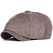 economico Cappelli da uomo-Per uomo Cappello basco Cappello Ascot Cappello da strillone Nero Marrone Cotone Di tendenza Informale Strada Giornaliero Liscio Regolabile Crema solare Traspirante