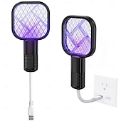 お買い得  電気蚊忌避剤-USBミニ蚊駆除ラケット – 屋内外用充電式フライスワッター、効果的な昆虫駆除バット