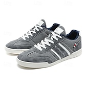cheap Men&#039;s Sneakers-Men&#039;s Brown Canvas and Leather Sneakers with Lace-Up Design - Stylish and Comfortable for Casual and Sporty Wear