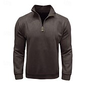 cheap Basic Sweatshirts-Men's Sweatshirt Quarter Zip Sweatshirt Black Army Green Royal Blue Brown Khaki Half Zip Plain Half Zip Sports &amp; Outdoor Daily Holiday Polyester Streetwear Basic Casual Fall &amp; Winter Clothing Apparel