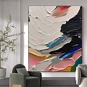 preiswerte Abstrakte Gemälde-handgemachtes 3D-Ölgemälde auf Leinwand, groß, handgemalt, abstrakt, strukturiert, mit Palettenmesser, Boho-Ölgemälde, Wandkunst, individuell, zeitgenössisches minimalistisches Kunstwerk für