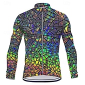 voordelige Heren shirts-Voor heren Wielrenshirt Lange mouw Winter Fietsen T-shirt Kleding Bovenlichaam met 3 achterzakken Bergracen Wegwielrennen Sneldrogend Rits Aan De Voorzijde Lampenkatoen Geel Blauw Paars Kleurenblok