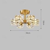 cheap Ceiling Lights-LED Ceiling Lights 3-Color Light Source 33cm 3/4/5/6-Light Semi Flush Mount Crystal Material Ceiling Plate Lighting Fixtures Luxury for Living room Dining room Study 110-240V