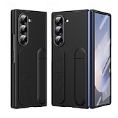 cheap Samsung Cases-Phone Case For Samsung Galaxy Z Fold 6 Back Cover with Stand Holder with Screen Protector Full Body Protective Retro PC Silicone
