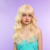 levne Syntetické trendy paruky-Syntetické paruky Uniformy Kariéra kostýmy Princeznovské Kudrny Curly Weave Střední část Vrstvený střih na stroji Paruka 20&quot; Světle blonďatá Umělé vlasy Dámské cosplay Párty Módní Blonďatá