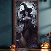 ieftine Coperți de ușă de Halloween-decorațiuni pentru uși de halloween huse de uși de halloween tapiserie încântătoare pentru uși de vrăjitoare decorațiuni pentru perdele de ușă banner de ușă de fundal pentru ușa din față petrecere de
