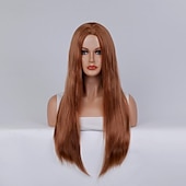 economico Parrucche da festa-Parrucca del costume cosplay Liscio Parte di mezzo Parrucca Lungo Rosa chiaro Rosso bordeaux Oro pallido Oro latte giallo lino Capelli sintetici Per donna Biondo Rosa Rosso