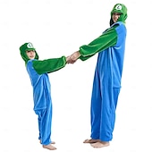 cheap Kigurumi Pajamas-Super Bros Kigurumi Pajamas Halloween Group Family Costumes Kid&#039;s Adults&#039; Unisex Funny Costume Party Home Wear Halloween Carnival Easy Carnival Costume