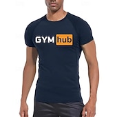 Недорогие Футболки и майки для бега-Муж. Компрессионная футболка Спортивная рубашка Фитнес-рубашка С короткими рукавами Футболка Футболка Повседневные Одежда для спорта и отдыха Буквы Быстровысыхающий Высокая растяжка Дышащий