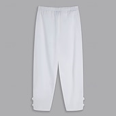baratos Feriado-Homens Calças de linho Calça verão Calças Cropped Calças de praia Com Cordão Cintura elástica Tecido Conforto Respirável Comprimento da panturrilha Casual Diário Feriado Moda Estilo Clássico Preto