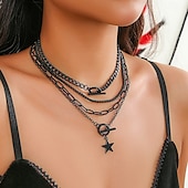 cheap Necklaces-Choker Necklace Chrome Women&#039;s Punk Vintage Fashion Layered Heart Star Geometric Heart Shape Necklace For Party Halloween Street