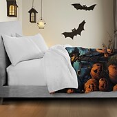 baratos Cobertores &amp; Mantas-cobertor com tema de halloween com personagens e abóboras aconchegante e assustador