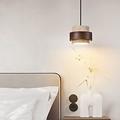 voordelige Cilinderontwerp-led hanglamp warm wit 1/2/3/4-lichts postmodernisme creatief hout steen slaapkamer nachtkastje licht e27 restaurant tv achtergrond muur hanglamp armaturen 85-265v