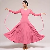 voordelige Ballroom danskleding-Ballroomdansen Kleding Gesplitst Kristallen / Bergkristallen Dames Prestatie Opleiding Lange mouw Kristal Katoen Netstof