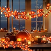olcso Halloween szabadtéren-hálaadás juharlevél zsinór lámpák 10/20/40 led füzér lámpák akkumulátor / usb táplálás halloween karácsonyi esküvői buli ünnep kerti erkély dekoráció