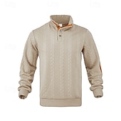 economico Felpe di base-Per uomo Felpa Nero Giallo Cachi Grigio scuro Colletto Mao Color Block Jacquard Collage Sportivo Giornaliero Per eventi Strutturato Streetwear Essenziale Informale Autunno inverno Abbigliamento Felpe