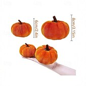 levne Halloweenové závěsné a stolní dekorace-6 ks rozmanitých malých sklizňových umělých sametových dýní - podzim, díkůvzdání dekorativní pěnové dýně v rezavě oranžové a bílé na podzim, díkůvzdání, svatební výzdoba