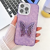お買い得  iPhone用ケース-電話 ケース 用途 iPhone 16 Pro Max プラス iPhone 15 14 Pro Max Plus iPhone 13 Pro Max バックカバー スタンド付き カメラレンズプロテクター 耐衝撃 バタフライ 仕上げ PC