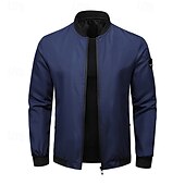 preiswerte Herrenjacken &amp; Herrenmäntel-Herren Bomberjacke übergangsjacke Ausgehen Tasche Ganzjahres Einfach Lässig Stehkragen Regulär Schwarz Blau Armeegrün Grau Jacken