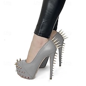 economico Tacchi a Piattaforma-tacchi alti neri a spillo da donna - décolleté con plateau borchiate punk rock per clubwear e feste