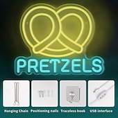 cheap Neon LED Lights-Oktoberfest Pretzels LED Neon Sign Light, Pretzels Neon Sign for Restaurant Wall Art, German Bakery Wall LED Decorations