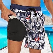baratos Calções de Banho Masculinos-Homens Calção Justo de Natação Shorts de Natação Bermuda de Surf Bolsos Com Cordão Cintura elástica Com forro de compressão Calção Ao ar livre Praia Piscina Secagem Rápida Leve Macio Natação Praia