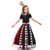 levne Kostýmy pro páry a skupiny-Alice in Wonderland Pohádka srdcová královna Červená královna Jed Šaty Halloween skupinové rodinné kostýmy Dětské Dospělé Dámské Dívčí cosplay Výkon Večírek předvečer Všech svatých Karneval Plesov