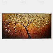preiswerte Blumen-/Botanische Gemälde-3D-Ölgemälde mit goldener Struktur, handgefertigtes goldenes Baum-Ölgemälde auf Leinwand, großes strukturiertes goldgelbes Baum-Ölgemälde, Lebensbaum-Gemälde, Wandkunst, individuelles trendiges