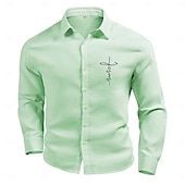 economico camicia da uomo con bottoni-Per uomo Camicia a nido d&#039;ape Camicia Estiva Camicia casual Camicia a maglia a nido d&#039;ape Bianco Verde chiaro Rosa Grigio scuro Albicocca Manica Lunga Testurizzato Moda Collo ripiegato Vacanza Ferie