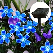 tanie Słoneczne światła sznurka-1 szt. lampki solarne na kwiaty, gałązka wiśni na zewnątrz 6,5 m/21 stóp 30 lampek LED, wodoszczelne IP65 do ogrodzenia ogrodowego, patio, dekoracji na imprezę, dekoracji na Boże Narodzenie i