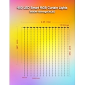 abordables Lumières intelligentes-Rideau lumineux fantôme Bluetooth RVB pour réception de mariage élégant – Guirlande lumineuse à LED 300/450 LED alimentée par USB avec fil de cuir pour décoration de fête