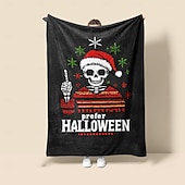お買い得  ハロウィンの寝室-陽気なサンタ帽子の模様のハロウィーン用スローブランケット