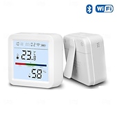 economico Elettrodomestici-termometro igrometro termometro intelligente per la casa lcd retroilluminato con supporto staccabile sensore di umidità della temperatura digitale monitoraggio in tempo reale registrazione zigbee wifi
