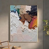 preiswerte Abstrakte Gemälde-handgemachtes 3D-Ölgemälde auf Leinwand, groß, handgemalt, abstrakt, strukturiert, mit Palettenmesser, Boho-Ölgemälde, Wandkunst, individuell, zeitgenössisches minimalistisches Kunstwerk für