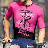 お買い得  Maglie da uomo-Men's Cycling Jersey Letter &amp; Number Short Sleeve Bike Tee Tshirt Jersey with 3 Rear Pockets Mountain Bike MTB Quick Dry Anatomic Design Wicking Breathable Sports Pink Red Green Clothing Apparel