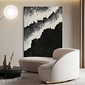 abordables Peintures paysages-fait à la main 3d vague noire peinture à l&#039;huile sur toile grand couteau à palette texturé abstrait peint à la main boho peinture à l&#039;huile art mural personnalisé œuvre d&#039;art minimaliste contemporaine